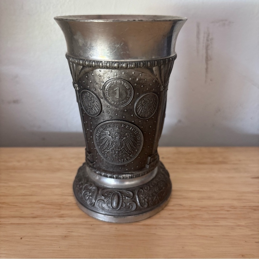 Vintage BMF ZINN 94% PEWTER GERMANY Medieval Cup Mug
